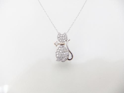 半額セール 猫モチーフ　ダイヤモンドネックレス ネックレス